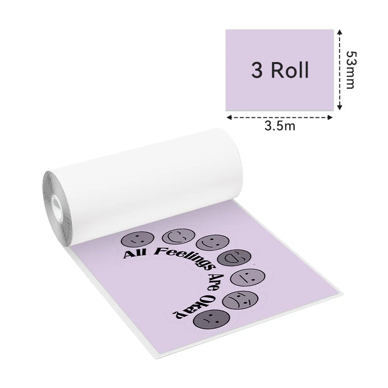 Phomemo Carta termica per etichette 3 rotoli in colori diversi per T02 M02 PRO M03 M04S