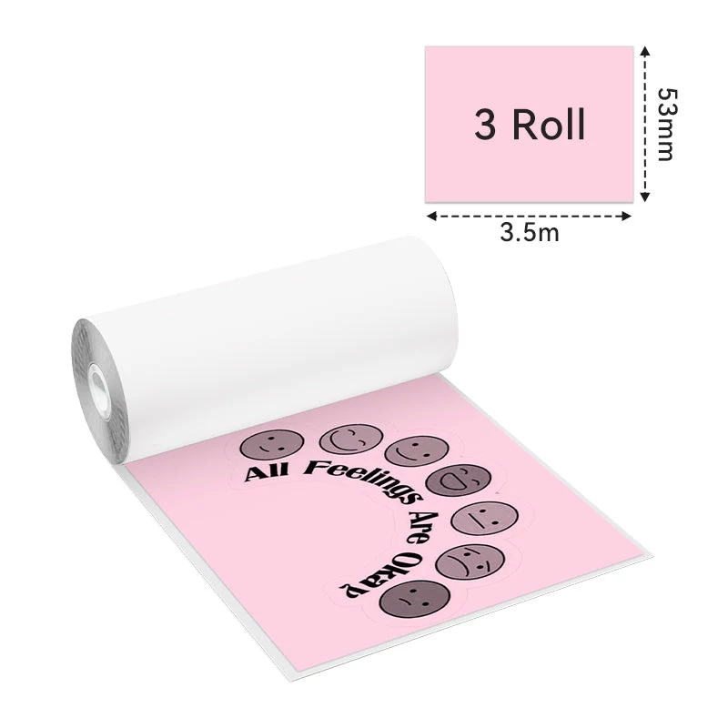 Phomemo Rotoli di carta termica colorata 53mm x 6,5m confezione da 3 per T02 M02 PRO M03 M04S