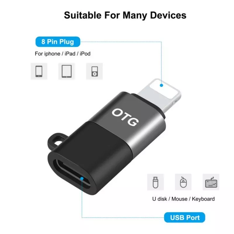 Adattatore OTG PULUZ da Lightning a USB-C per iPhone, nero (PU649B)