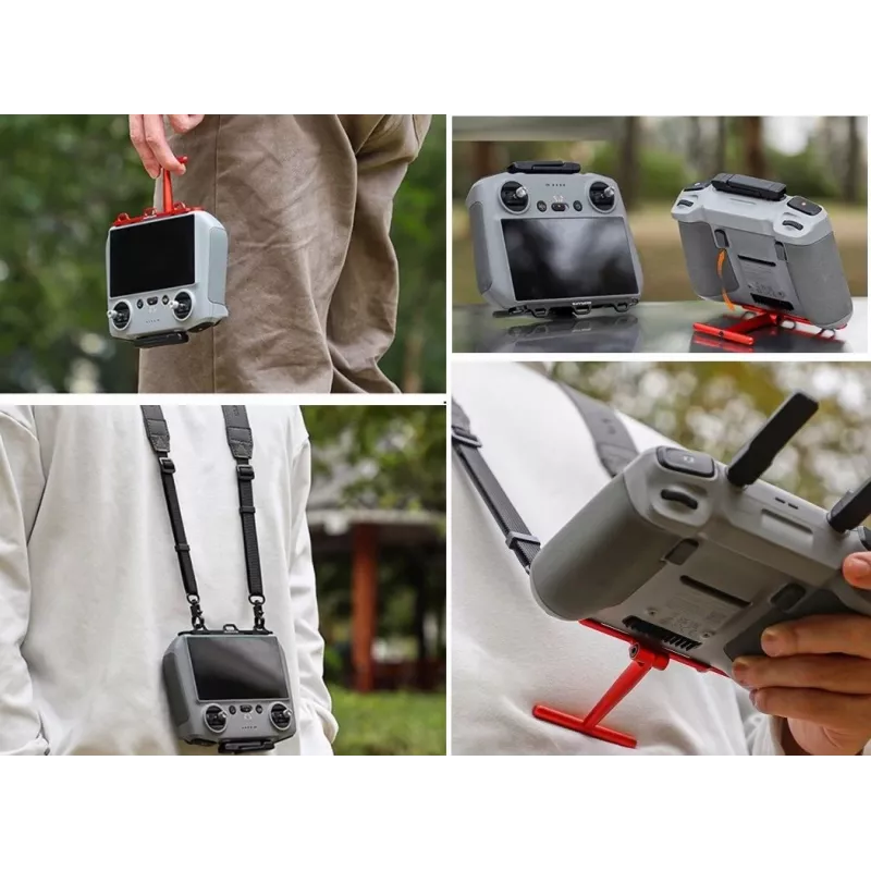SUNNYLIFE cinghia per collo e spalla per telecomando DJI RC 2 / RC 1 - tessuto in nylon nero con ganci in lega di alluminio