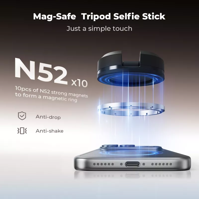 KF selfie stick treppiede 162 cm magnetico MagSafe per smartphone con telecomando Kf09.139