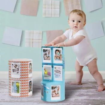 LOVEINSTANT Cornice portafoto pieghevole a cubo per 24 stampe Instax Mini - Sea Blue