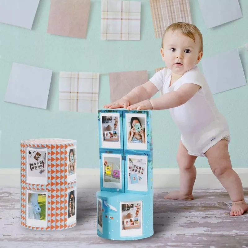 LOVEINSTANT Cornice portafoto pieghevole a cubo per 24 stampe Instax Mini - Sea Blue