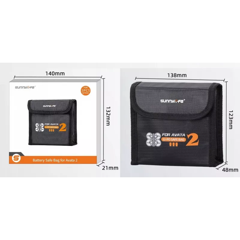 Sunnylife borsa ignifuga per 3x batterie DJI Avata 2 AT2-DC783-3