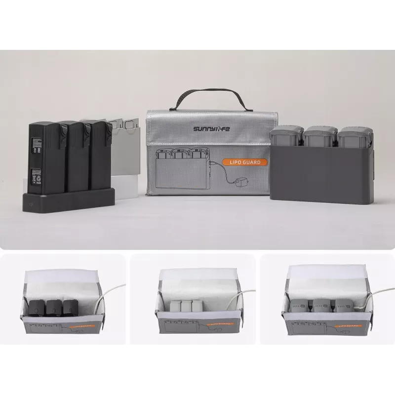 SUNNYLIFE Valigia rigida per 3 batterie drone e caricabatterie compatibile con DJI Mini 4K, Air 3, Avata 2, DC830-S