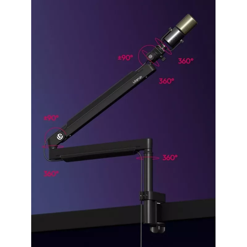 ULANZI ZJ05 Braccio articolato per microfono con morsetto da tavolo, estensione 690 mm, nero