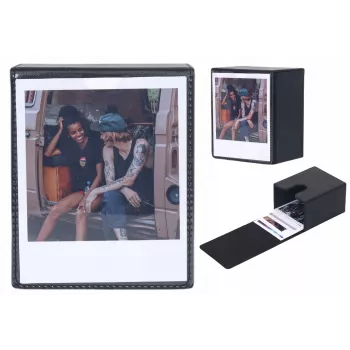 LOVEINSTANT Scatola portafoto per 100 stampe - compatibile con Fuji Instax Wide, Square, Polaroid 600, Now - nero con finestra