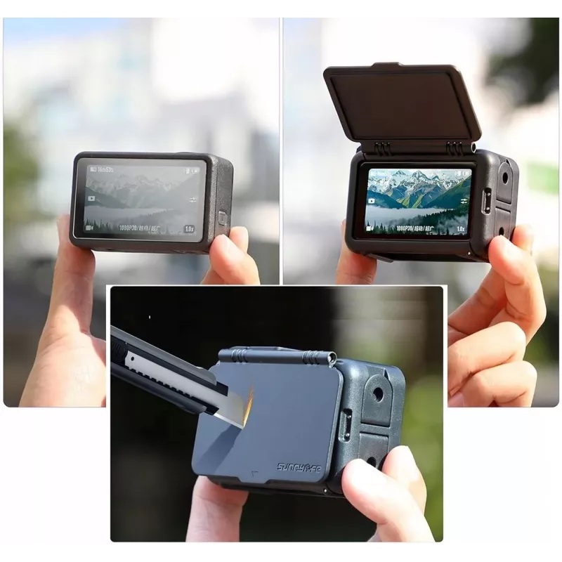SUNNYLIFE Supporto frame + copriobiettivo per DJI Osmo Action 5 Pro / 4 / 3 - nero