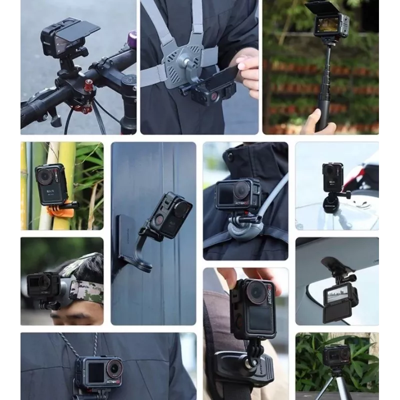 SUNNYLIFE Supporto frame + copriobiettivo per DJI Osmo Action 5 Pro / 4 / 3 - nero