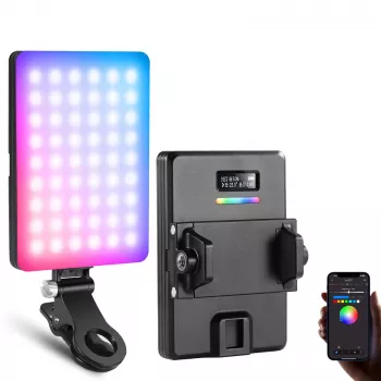 NEEWER VL67C Luce video LED RGB 5W con clip per smartphone e controllo app Bluetooth