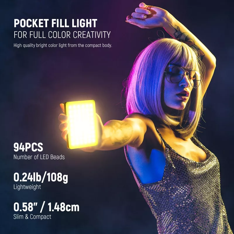NEEWER VL67C Luce video LED RGB 5W con clip per smartphone e controllo app Bluetooth