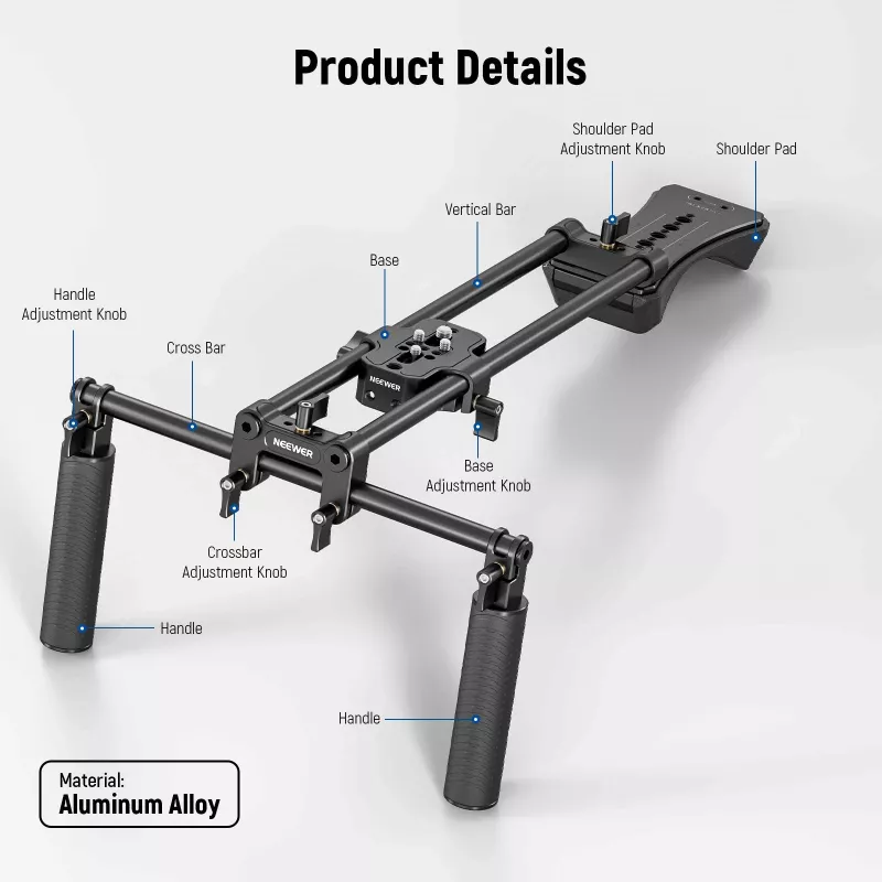NEEWER SR004 Stabilizzatore a spalla DSLR con impugnatura per fotocamere e videocamere DSLR