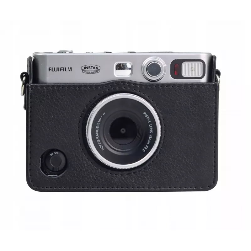 LOVEINSTANT Kit 2-in-1 custodia protettiva e vetro temperato per protezione schermo per Fujifilm Instax Mini Evo - nero