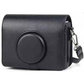 LOVEINSTANT Kit 5-in-1: custodia + vetro temperato + album 64 tasche + pochette portafoto + cornici per Fuji Instax Mini Evo / nero