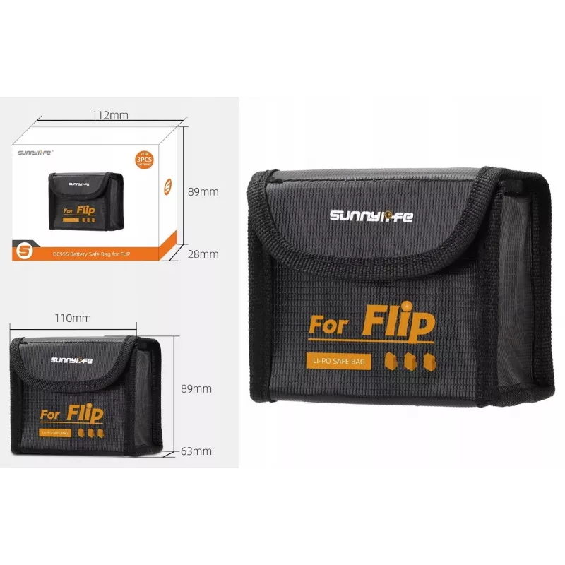 SUNNYLIFE borsa ignifuga per 3 batterie DJI Flip