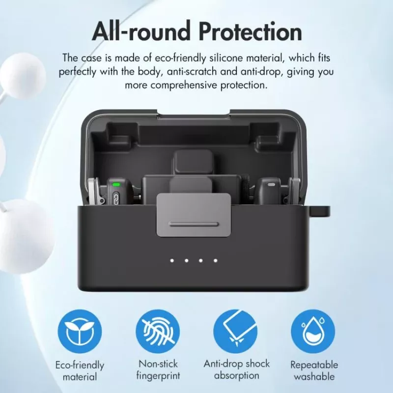PULUZ Custodia protettiva in silicone per custodia di ricarica DJI Mic Mini - nero