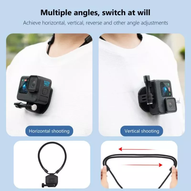 PULUZ Supporto magnetico da collo per GoPro Hero 13 12 11 Mini 10 9 8 7 6 5 Max / PU739B