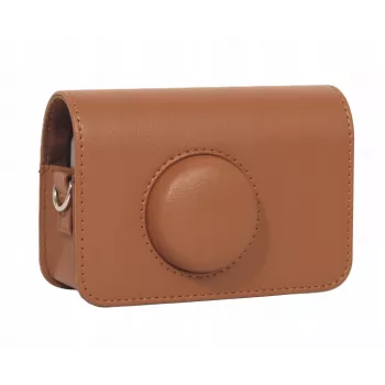 LOVEINSTANT borsa per fotocamera per Kodak Ektar H35 / H35N / Ultra F9, pelle PU, marrone, con tracolla rimovibile