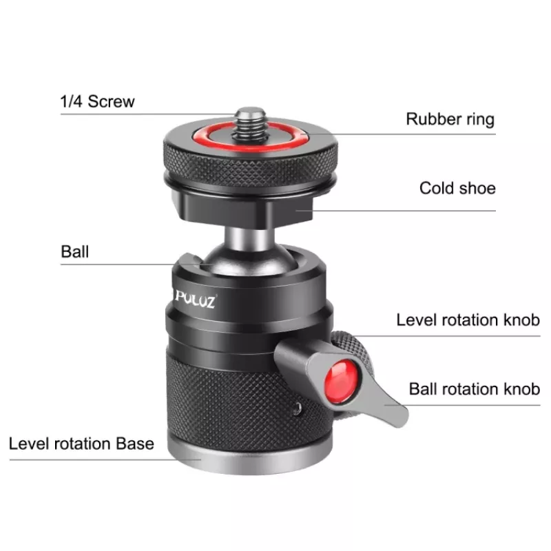 PULUZ testa a sfera mini 3D con vite 1/4