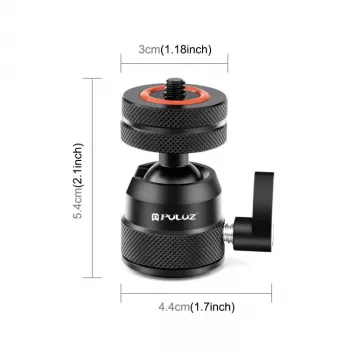 PULUZ testa a sfera per fotocamera 3D filettatura 1/4 inch 2x slitta a freddo ISO fino a 3 kg PU1057B