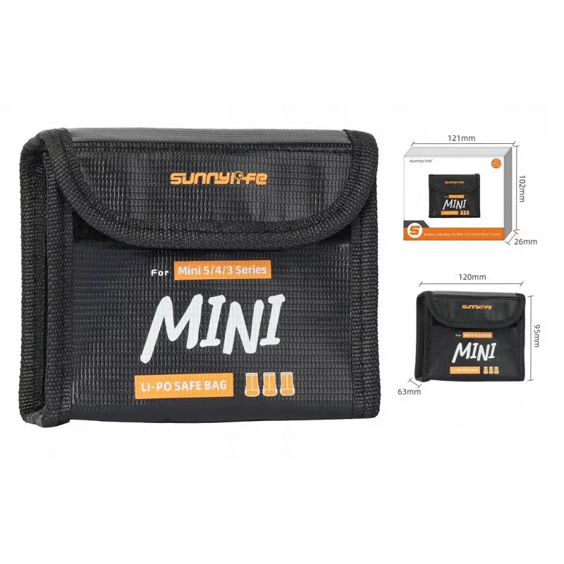 SUNNYLIFE custodia ignifuga per batterie per 3x batterie DJI Mini 5/4/3 Pro Mini 3 N5p-dc085-3