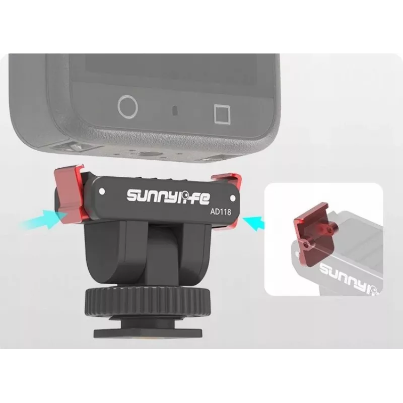 SUNNYLIFE supporto magnetico a sgancio rapido con connettore maschio e filettatura da 1/4 di pollice per DJI Osmo Action 5 Pro / 4 / 3 / 2 - nero