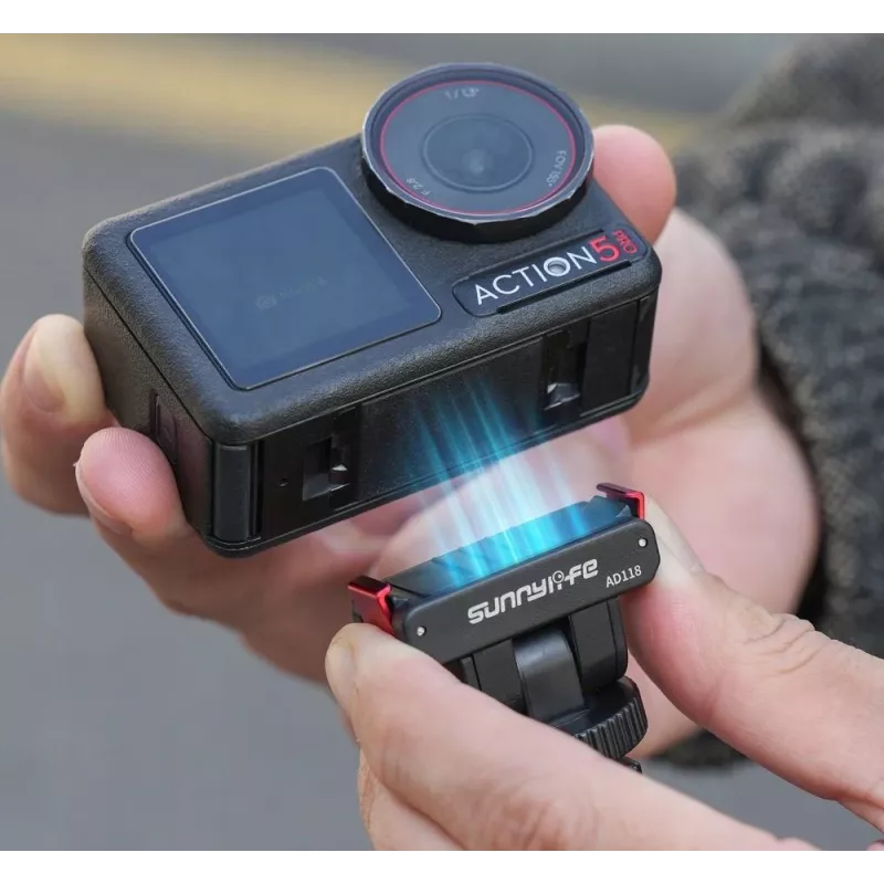 SUNNYLIFE supporto magnetico a sgancio rapido con connettore maschio e filettatura da 1/4 di pollice per DJI Osmo Action 5 Pro / 4 / 3 / 2 - nero