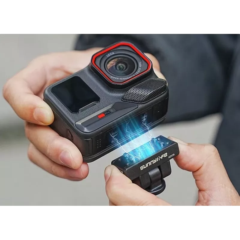 SUNNYLIFE supporto magnetico a sgancio rapido con vite da 1/4 di pollice per Insta360 X4, X3, Ace Pro e altri - nero (AD136-D)