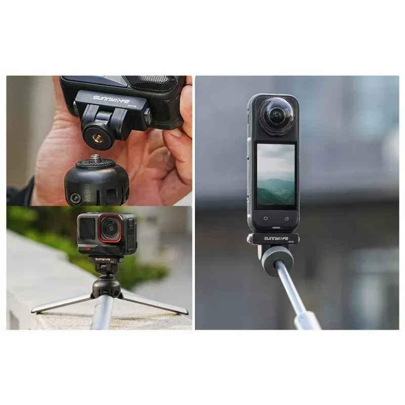 SUNNYLIFE supporto magnetico a sgancio rapido con vite da 1/4 di pollice per Insta360 X4, X3, Ace Pro e altri - nero (AD136-D)