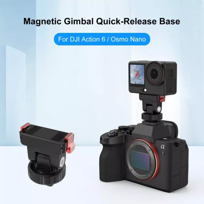 PULUZ PU1071B Supporto magnetico a sgancio rapido 1/4 e ISO per DJI Osmo Action 6 / Nano