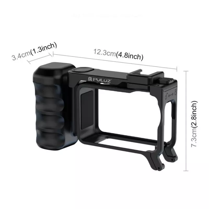 PULUZ Supporto a cornice + impugnatura + adattatore slitta fredda per DJI Osmo Action 6 / PU1096B