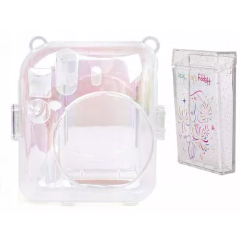 LOVEINSTANT Set 2-in-1 Case Cover Pouch per Fuji Instax Mini 12 scatola porta foto trasparente Shimmer