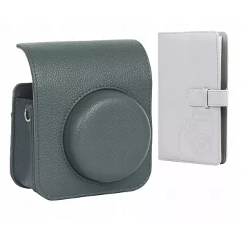 LOVEINSTANT Set custodia per fotocamera e album fotografico per Fujifilm Instax Mini 41, grigio, per 96 foto