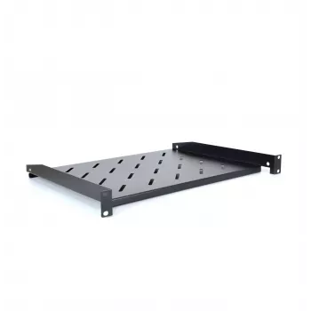 RACKTEL RL-PD600S Mensola rack 1U 19 pollici a montaggio frontale, profondità 600 mm, portata 20 kg, nero (RAL 9005)