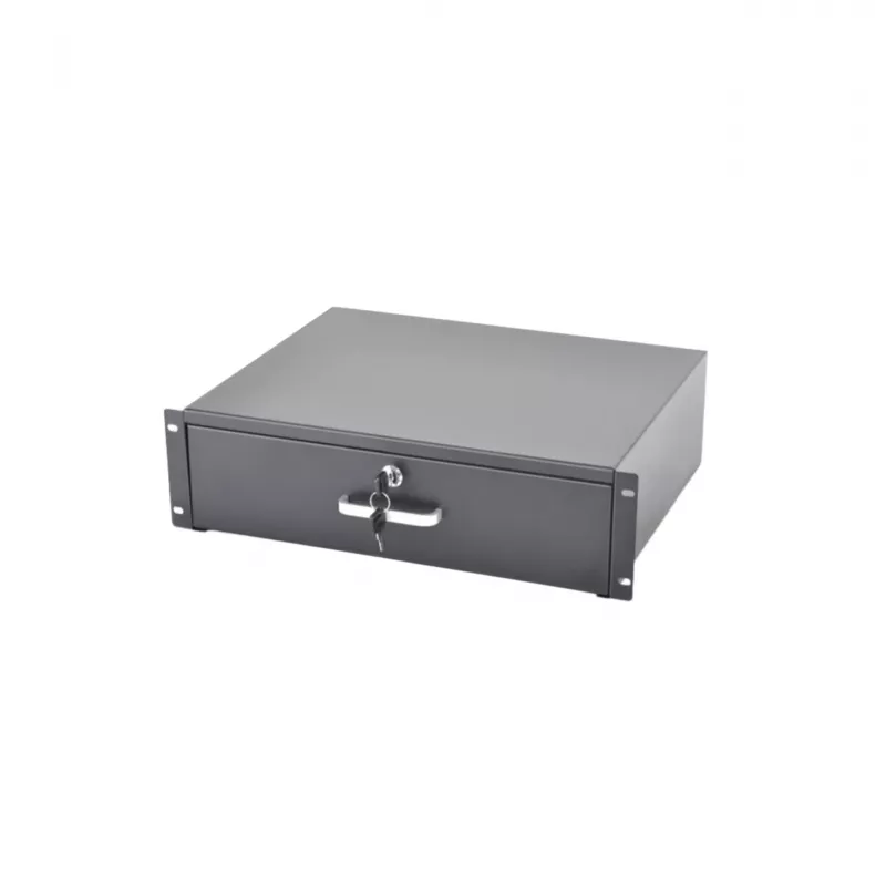 RACKTEL RL-SZ3U Cassetto estraibile 3U per rack 19 pollici, nero (RAL 9005)