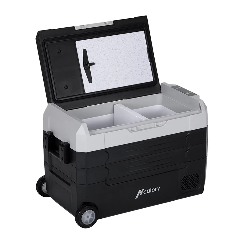 HCALORY D55M+ Car Cooler con Bluetooth, 55L, compressore, da -20°C a +20°C, DC 12V/24V, AC 100-240V, nero