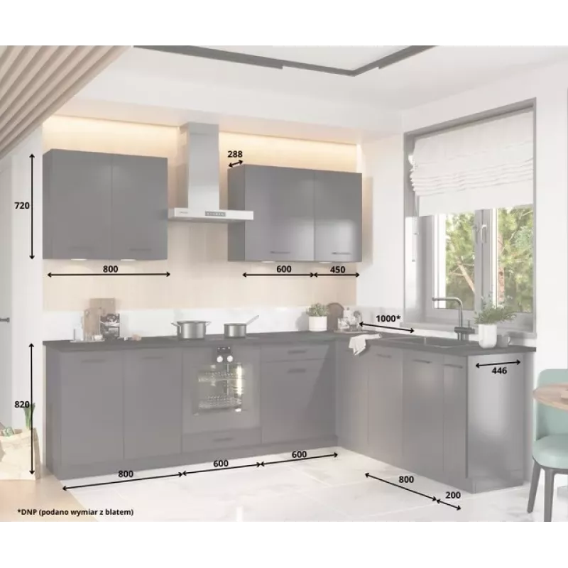 STOLKAR Cosmo Design ANIKA Graphite/Graphite 2.0/2.6 set mobili cucina