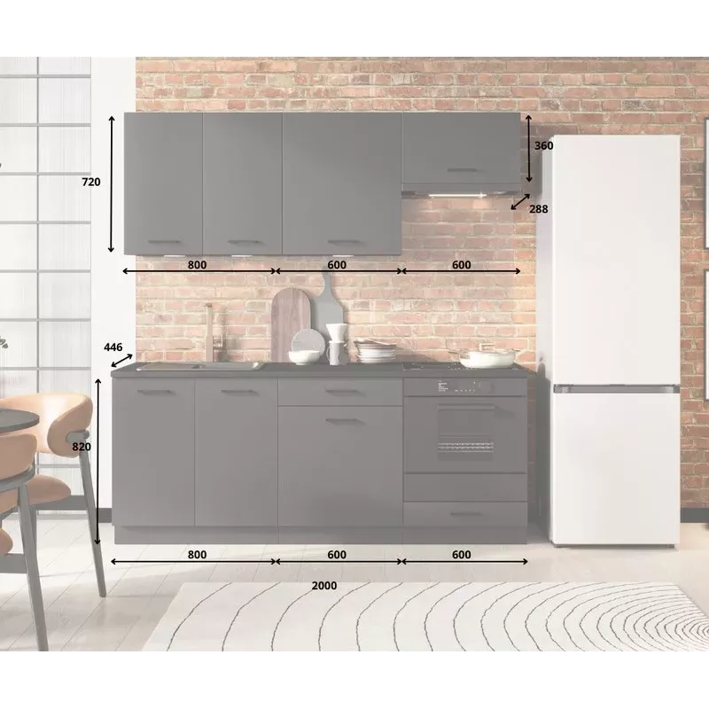 STOLKAR Cosmo Design ANIKA Graphite/Graphite 2.0 set mobili cucina - 6 pezzi
