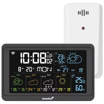 Levenhuk Wezzer PLUS LP80 Stazione meteo con display LCD a colori, sensore wireless, nero