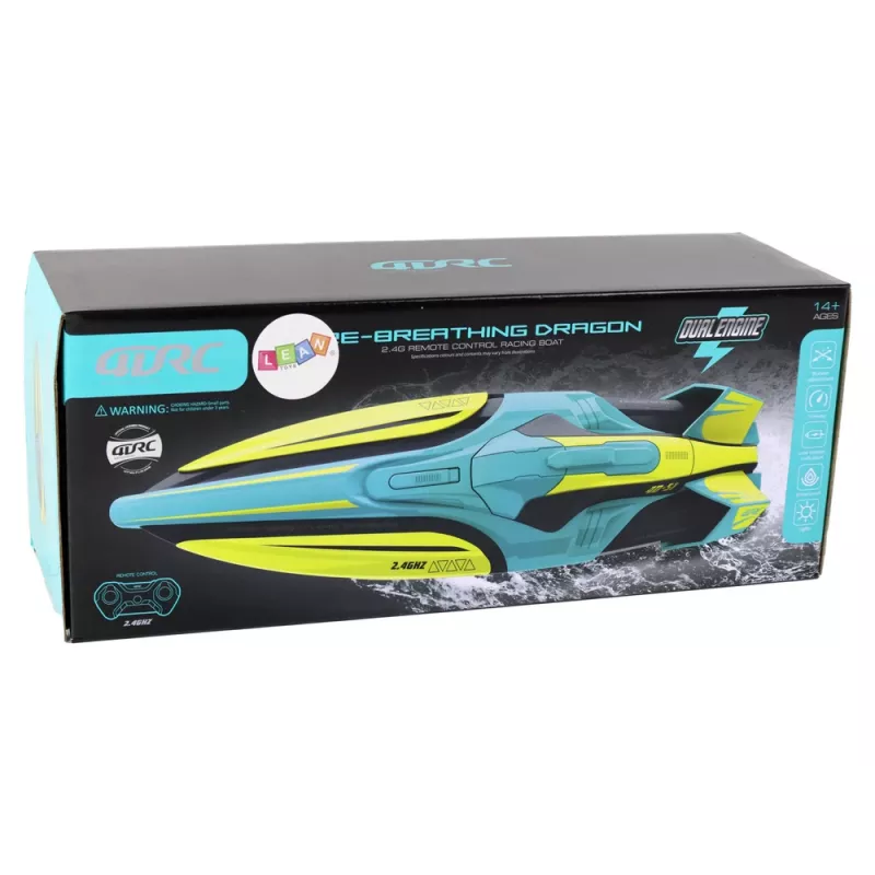LEAN TOYS Barca Radiocomandata 2.4G Giallo-Turchese Impermeabile