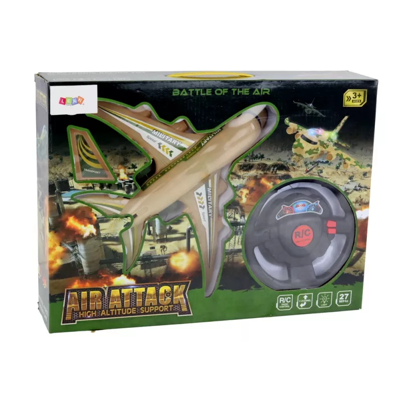 Aereo radiocomandato LEAN TOYS R/C militare mimetico con luci e telecomando