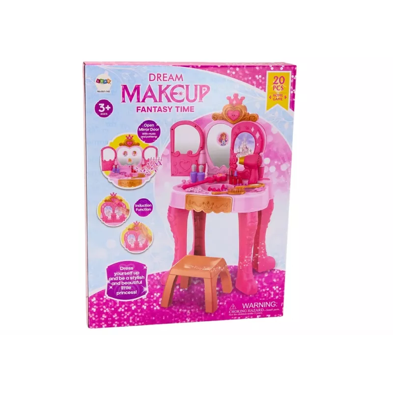 LEAN TOYS Tocco di trucco per bambini con accessori sensore gesti, rosa