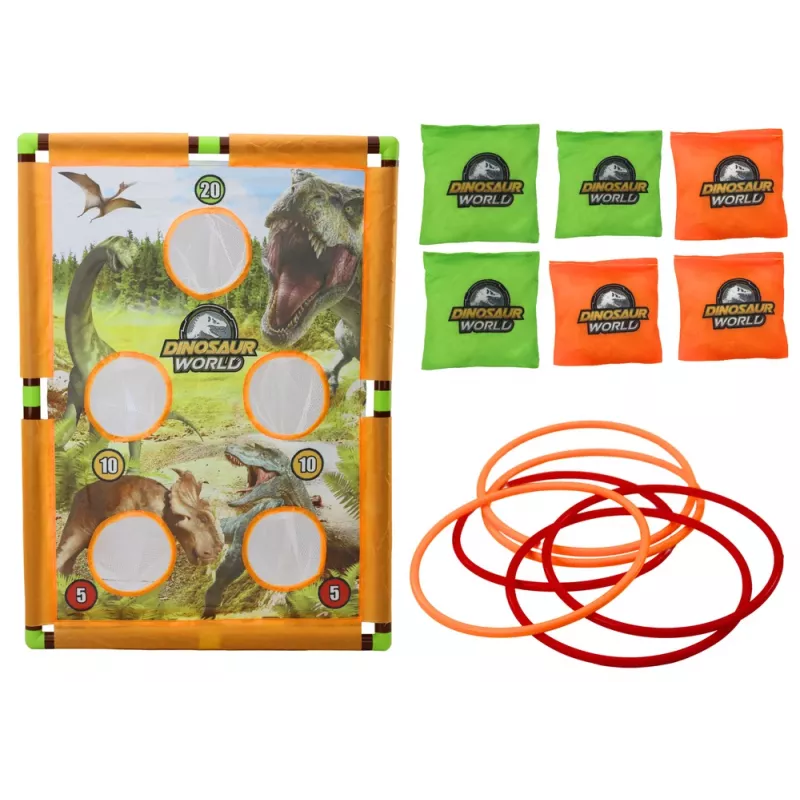 LEAN TOYS Gioco Arcade Lancio a Sacco Canestro 2in1 Tabellone Dinosauri