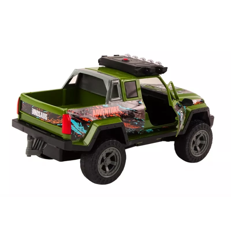 LEAN TOYS Auto Fuoristrada da Caccia Hunter Dinosauro Luci Suoni Verde