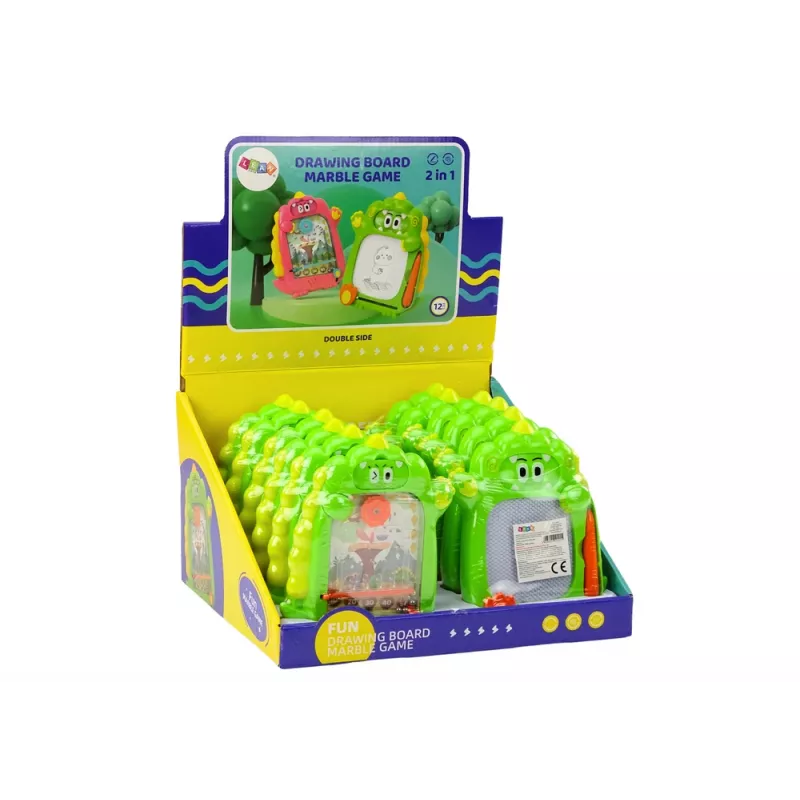 LEAN TOYS Lavagna da disegno gioco da viaggio 2in1 verde dinosauri