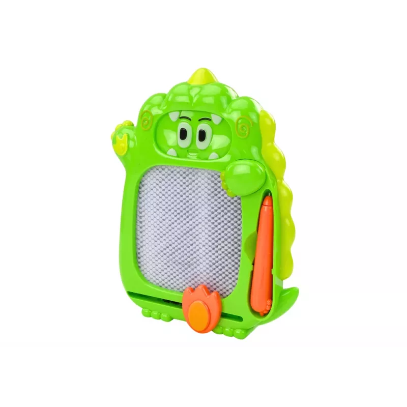 LEAN TOYS Lavagna da disegno gioco da viaggio 2in1 verde dinosauri