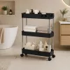 LEAN Carrello portavivande mobile multifunzionale con 3 ripiani su ruote, nero
