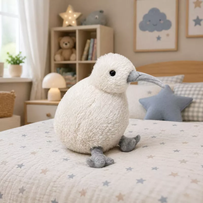 LEAN TOYS Kiwi di peluche mascotte coccoloso bianco 17 cm