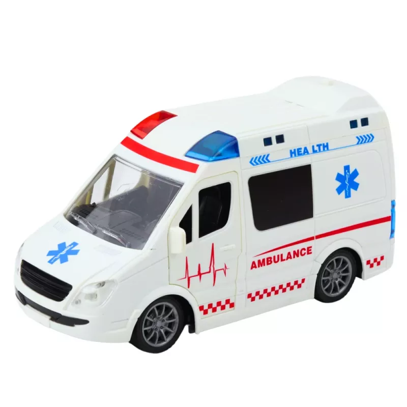 LEAN TOYS Ambulanza RC con luce e suono 1:20 bianco