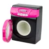 LEAN TOYS Set elettrodomestici lavatrice interattiva con suoni e accessori, nero e rosa